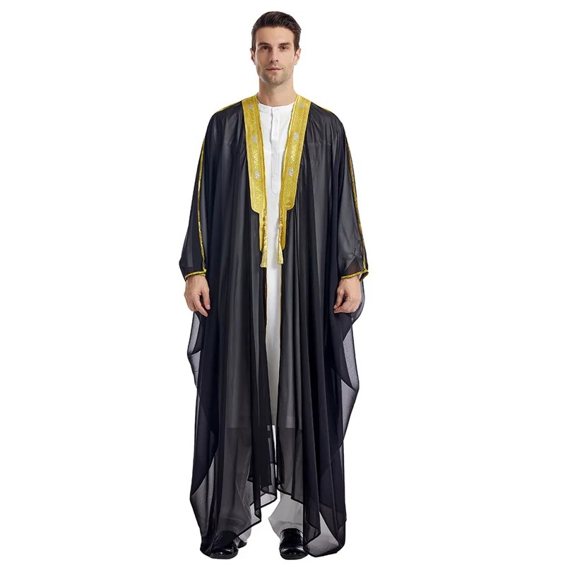 Islamic Clothing Black Arabic Bisht Thobe Cheap Stock Bisht for Men