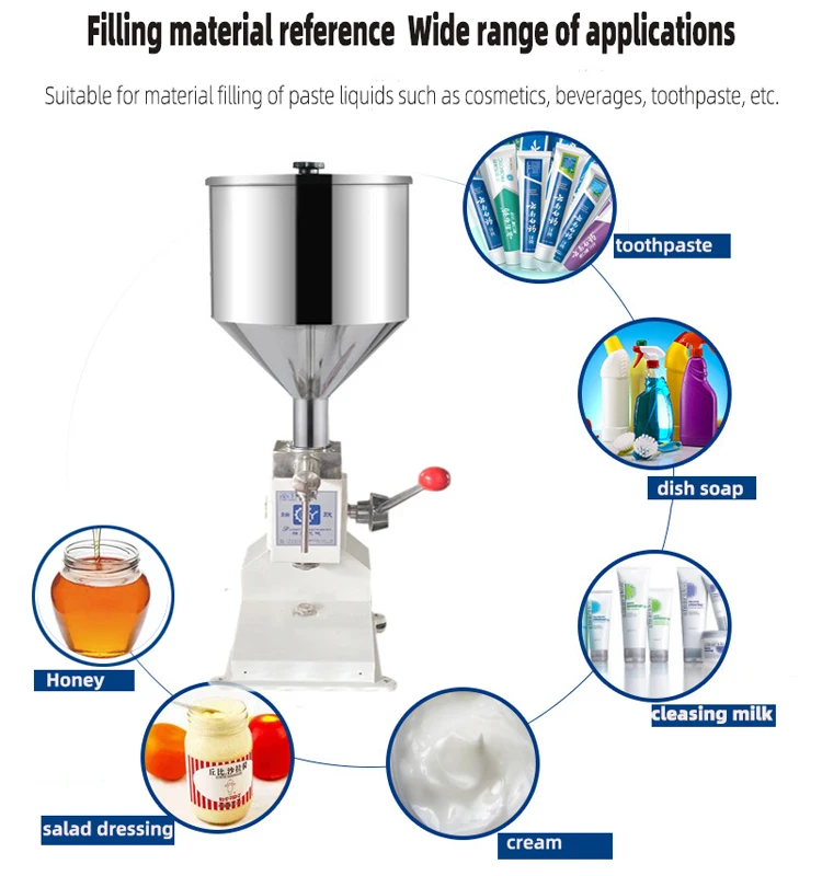 Manual Small Perfume Shampoo Sauce Beverage Honey Juice Water Liquid Paste Glass Can Bottling Filling Machine
