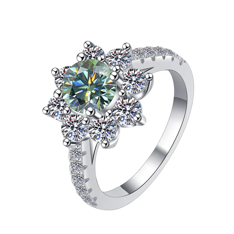 Fine Jewelry Romantic engagement Ring red green Pink Diamond 925 sterling silver pink Moissanite ring for woman Ladies