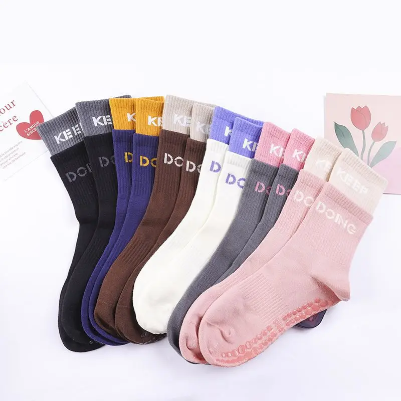 Logo Grip Barre Trampoline socks Ankle Pilates Non Slip Yoga curl Socks Lulu compression tube crew ruffle Socks