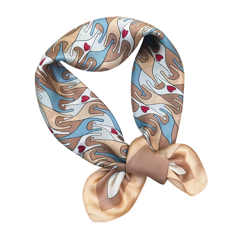 Hot Selling Style Fashion Women Malaysia Silk Head Scarf Chain Print 70x70 Satin Square Scarf