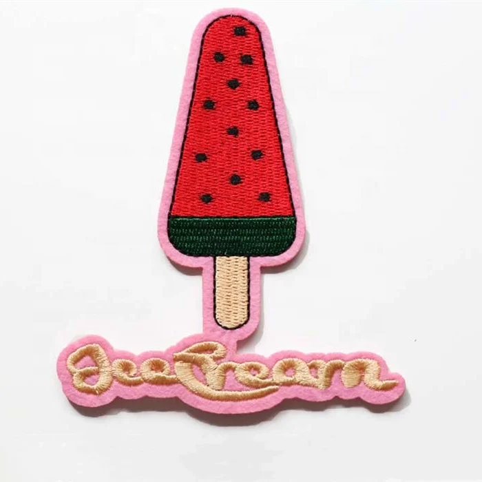 ice cream cartoon custom embroidery stickers patches
