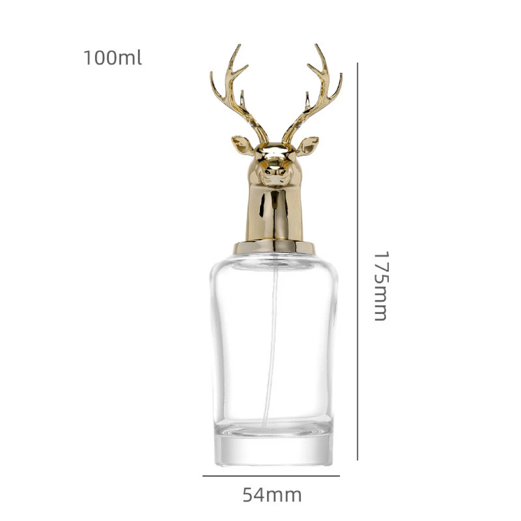 Metal Animal Caps Cylinder Glass Perfume Bottle with Multi-Volume