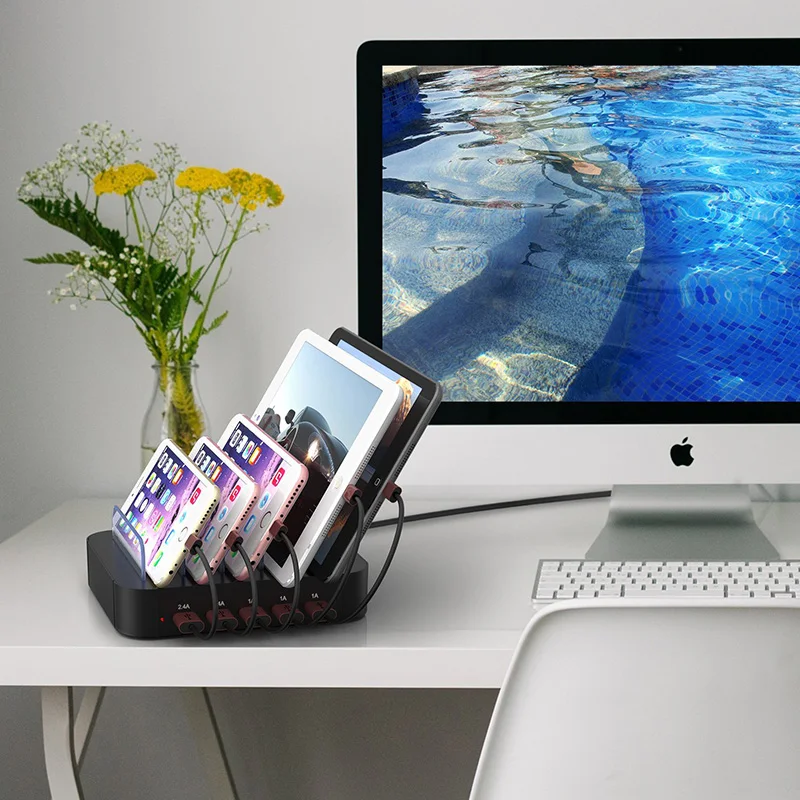 Умная зарядная станция USB Type-C со светодиодным дисплеем адаптер питания для быстрой зарядки Настольная полоса зарядное устройство мобильного