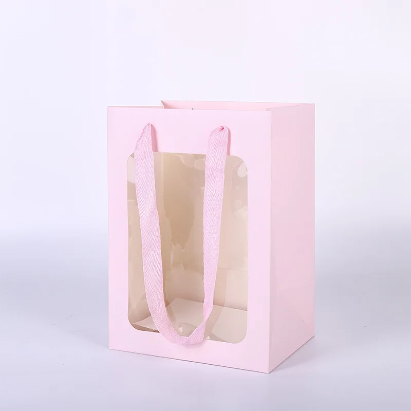 Top-sale Wholesale Custom Logo  Packaging Eco-friendly Luxury Gift Bag PVC Window Paper Bag With Handles