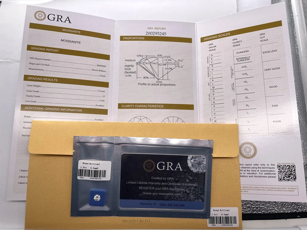 Jinying GRA certified Moissanite Round cut 1ct 2ct 3ct Gray Pink Yellow Champagne Blue Green Colors loose moissanite diamond