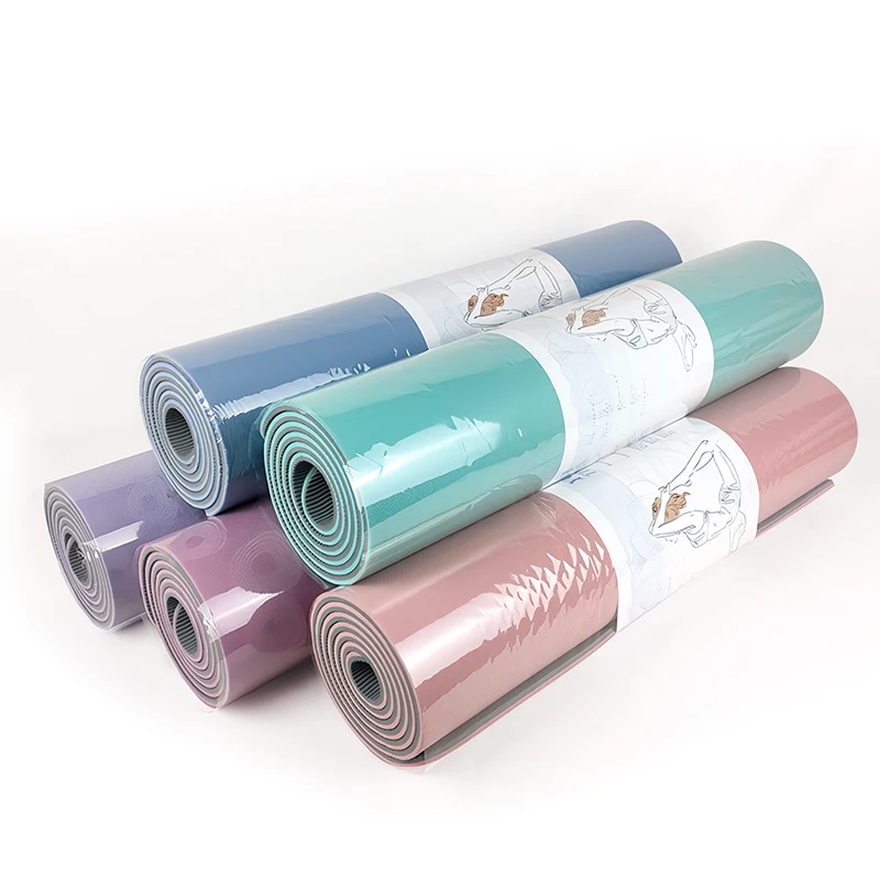 Custom Logo Yoga Mat Gym Home Workout Pilates Fitness Non-Slip High Density TPE 6mm Extra Thick YOGA Mat With Carrying Strap