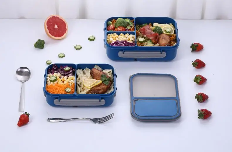 KJH live 1.8L New design BPA free plastic three compartment bento lunch box for adults