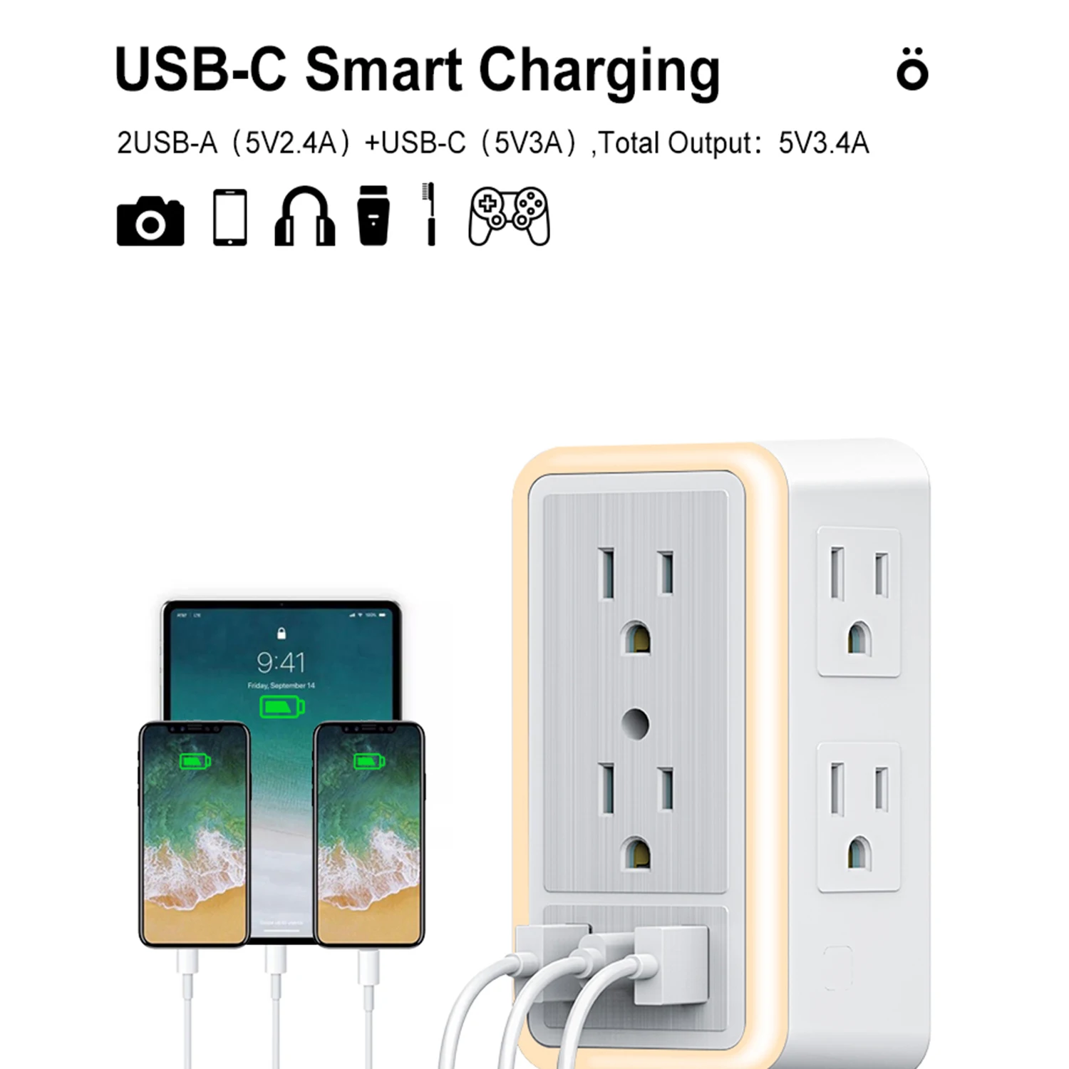 Силовая полоса башня 6 розетка настенная электрическая вилка USB блок
