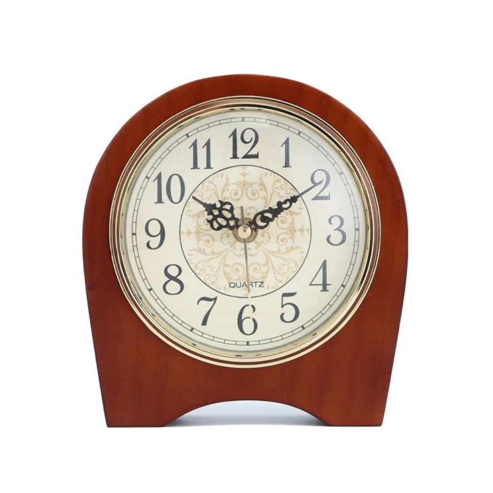 Solid wood seat clock silent watch movement wooden minimalist desk clock table clock
