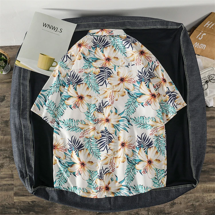 Wholesale Oversized Polyester Shirts Beach Shirt Men Comfortable Hawaiian Shirt