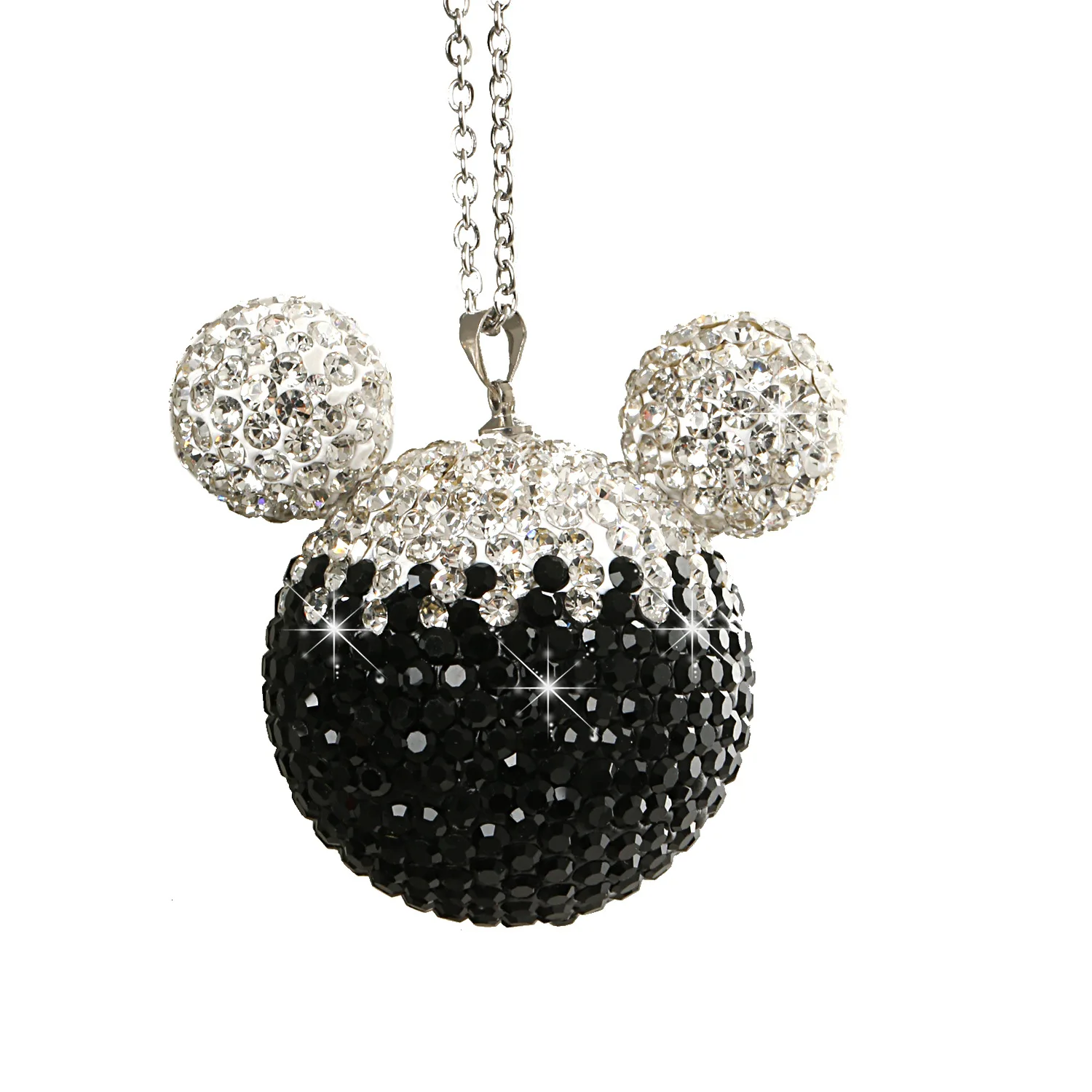 Mouse head Crystal car rearview mirror pendant