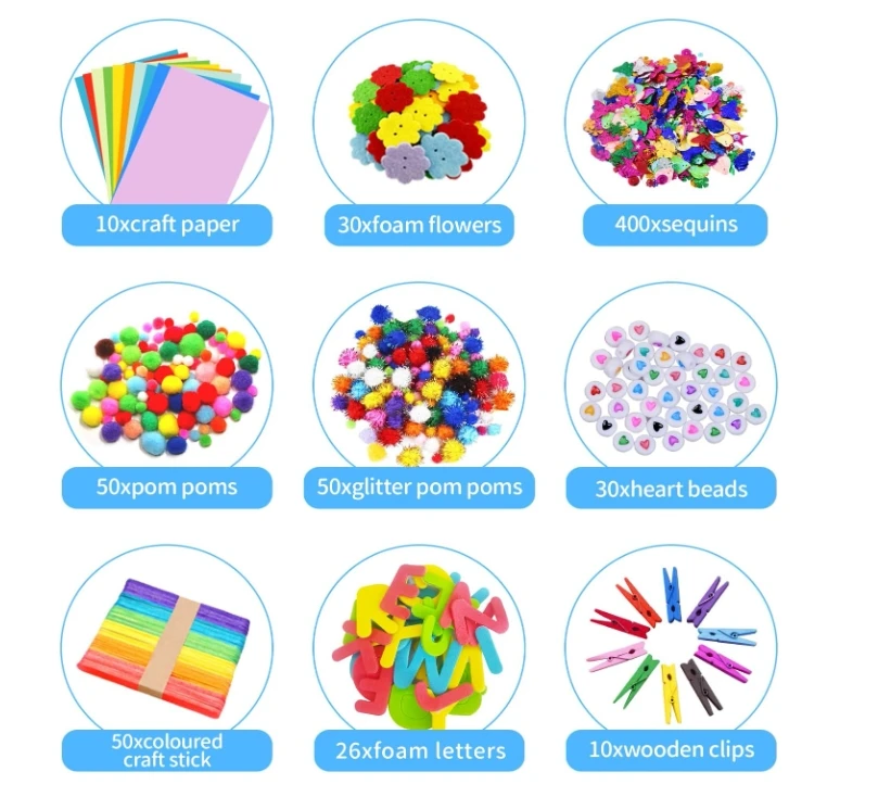 Arts and Crafts Supplies Kit Craft Set for Art Supplies Great for Preschool, Homeschool and Kindergarten DIY Crafting Projects