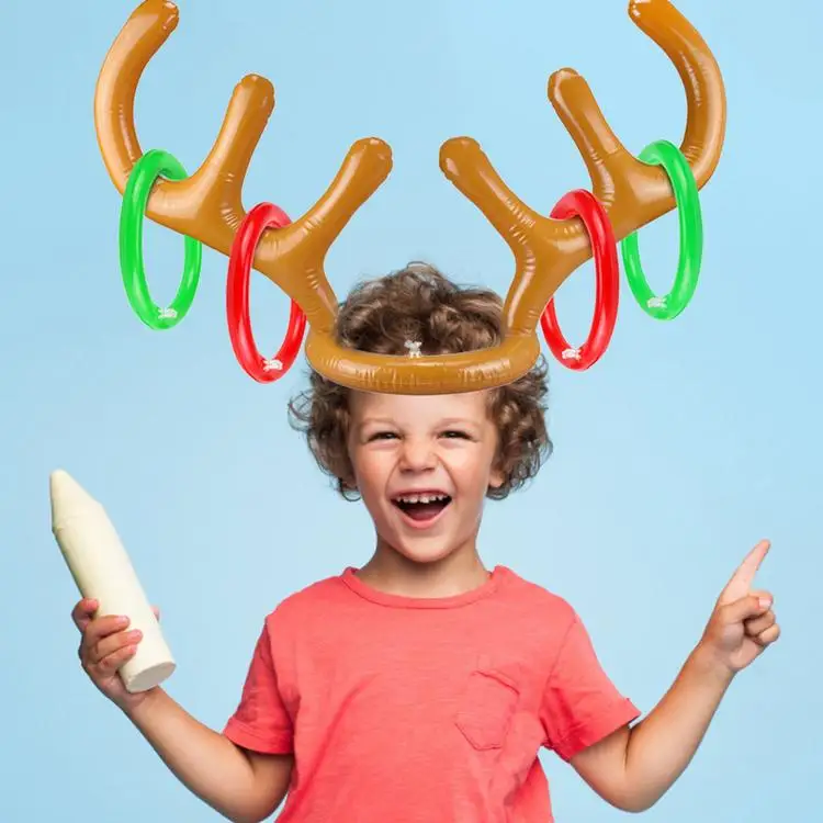  Inflatable Reindeer Antler Throwing Game Portable Durable Prop headband throwing ring toy