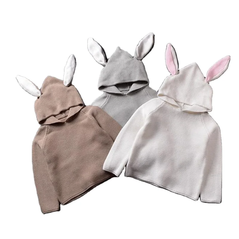Baby Hoodies Cute Rabbit Ears Toddler Knitting Sweater
