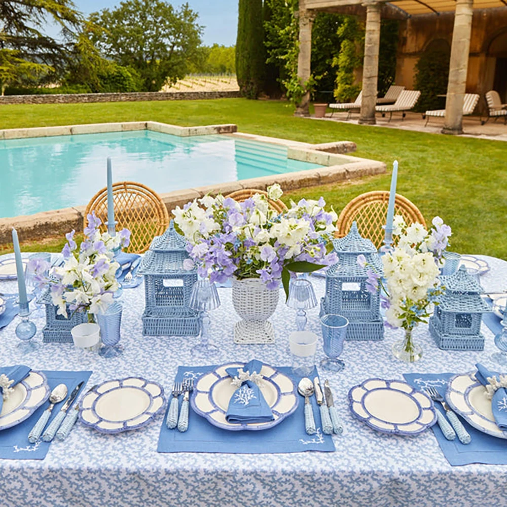 Wholesale 100% Pure Linen Custom Embroidery tassel cocktail hemstitch border linen Napkin for Wedding home