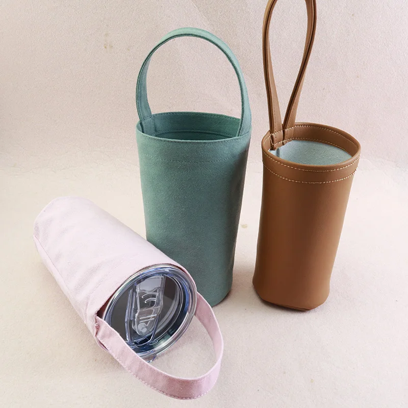 Custom Organic Cotton Dust Bag Muslin Bags Microfiber Pu Leather Handle Pouch Bags for Cup Bottles