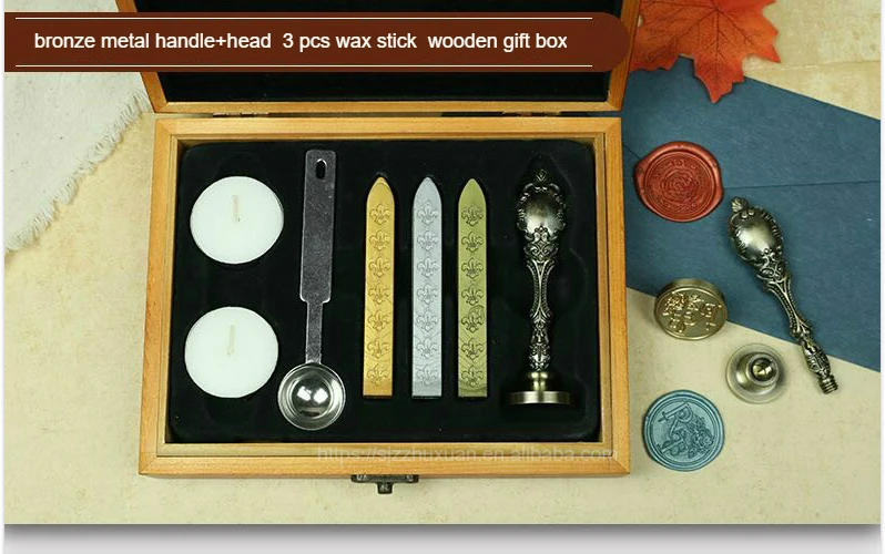China Factory Wholesale Wooden Wax Seal Stamp & Stick Set