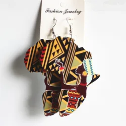 Wholesales Fashion Drop Painted Africa Wooden African Map Earings For Women