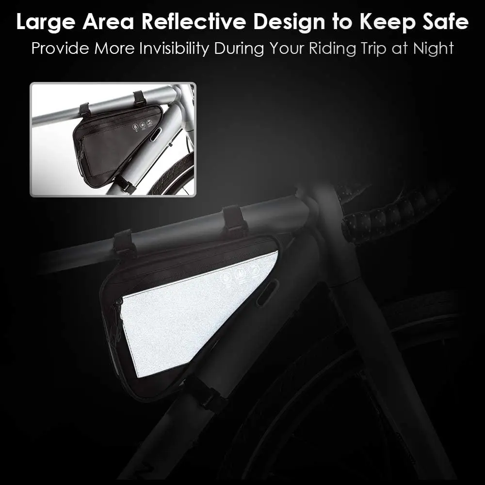 Factory OEM High Reflective Waterproof 1.5L Capacity Mountain Road Bicycle Frame Storage Bike Triangle  Tool Bag for Cycling