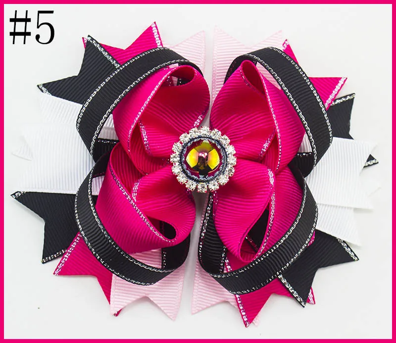 Hot Girls 4.5 Inch Sliver Edge Ribbon fashion  pearl center Bow Children Beautiful Hair Accessories Hair Bow With Clip For Kids
