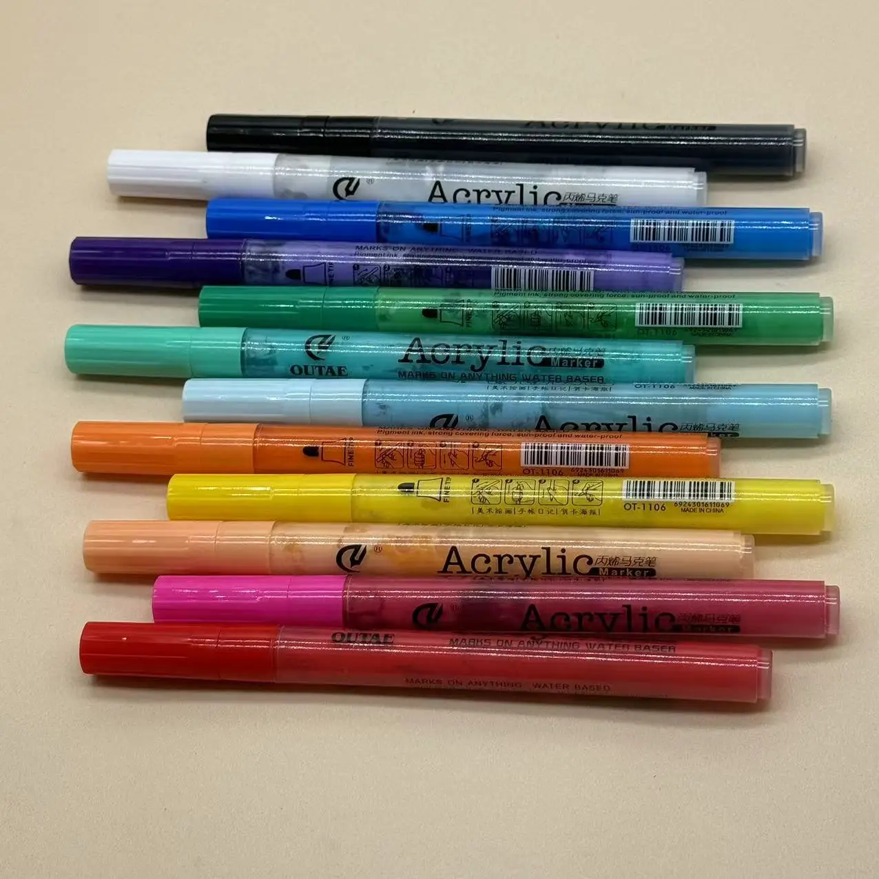 Hot Selling High Quality Wholesale Colorful Drawing  Pen 12 Colors Art Acrylic Marker Pen Set