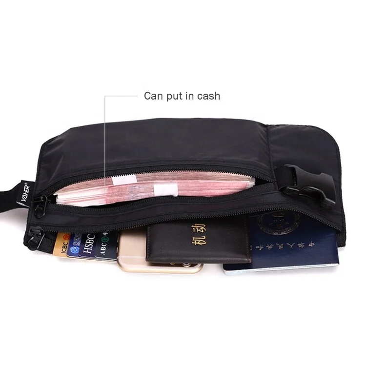 Lightweight travel polyester passport holders promotional portable belt purse fanny pack waist bag
