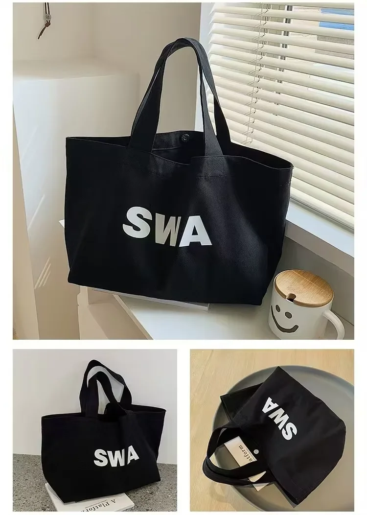 Customized Fashion Luxury Shoulder Women Tote Bags Canvas Cotton Reusable Shopping Bag For Girl Students