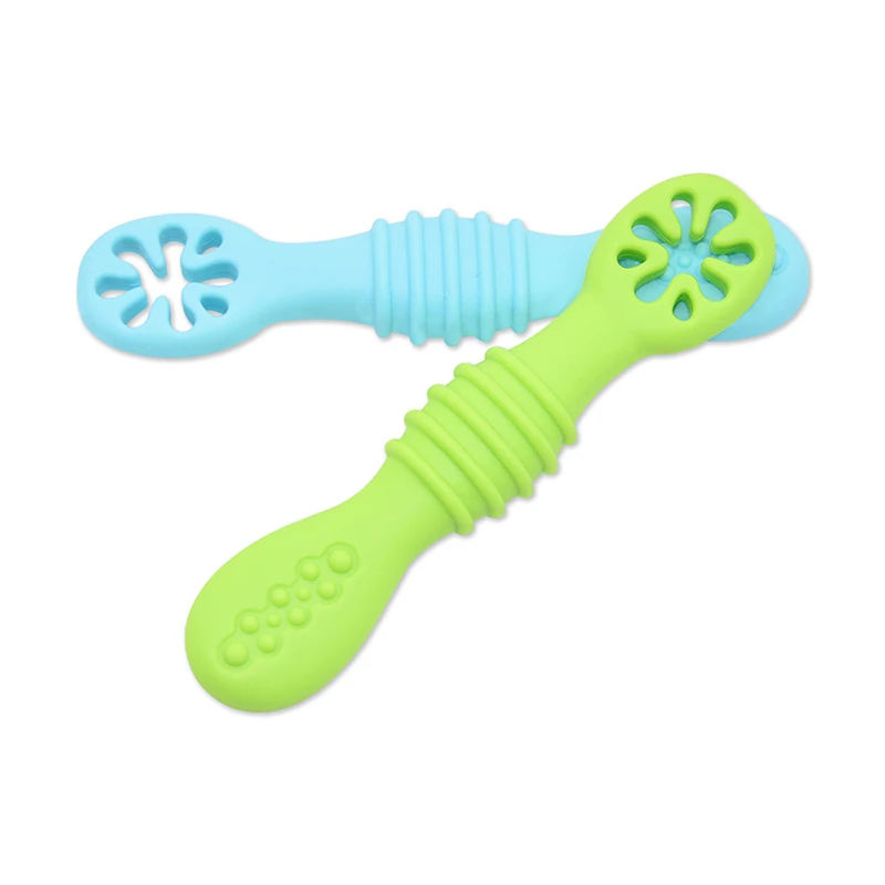 BPA Free self feeding pre-Spoon for toddler recommended soft and flexible Led Weaning silicone baby  training spoon