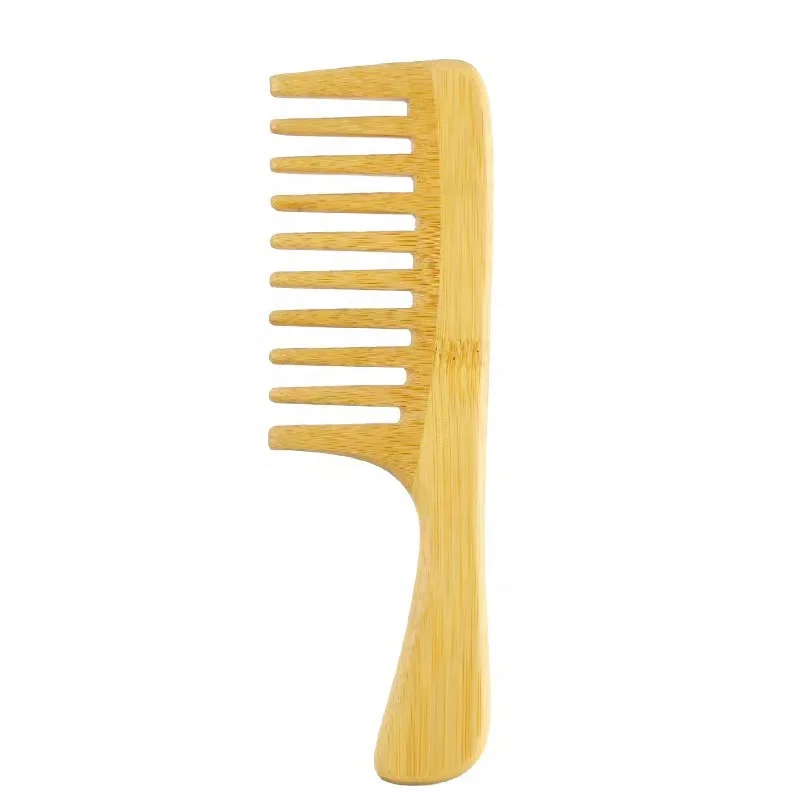 Factory Supply Custom Logo  Natural Wood Anti-static Wide Tooth Hair Comb Bamboo  Hair Straighten brush
