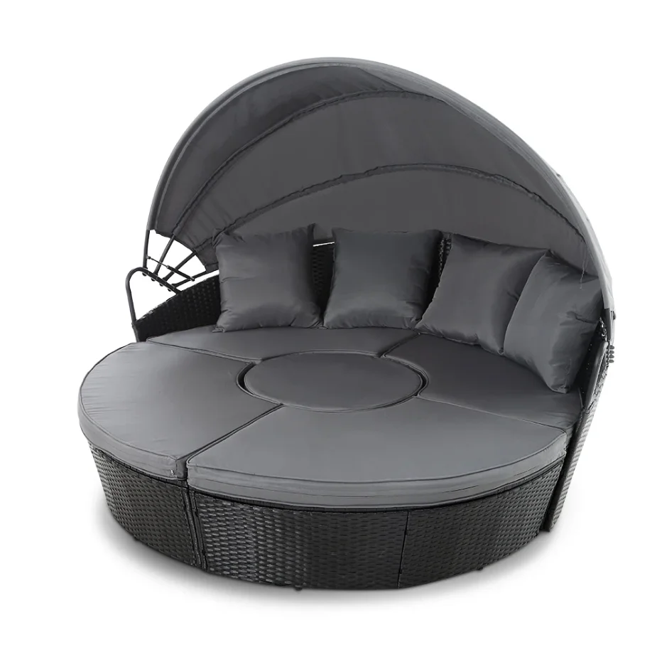 Round shaped detachable lounge setting patio outdoor furniture rattan garden chair and sofa