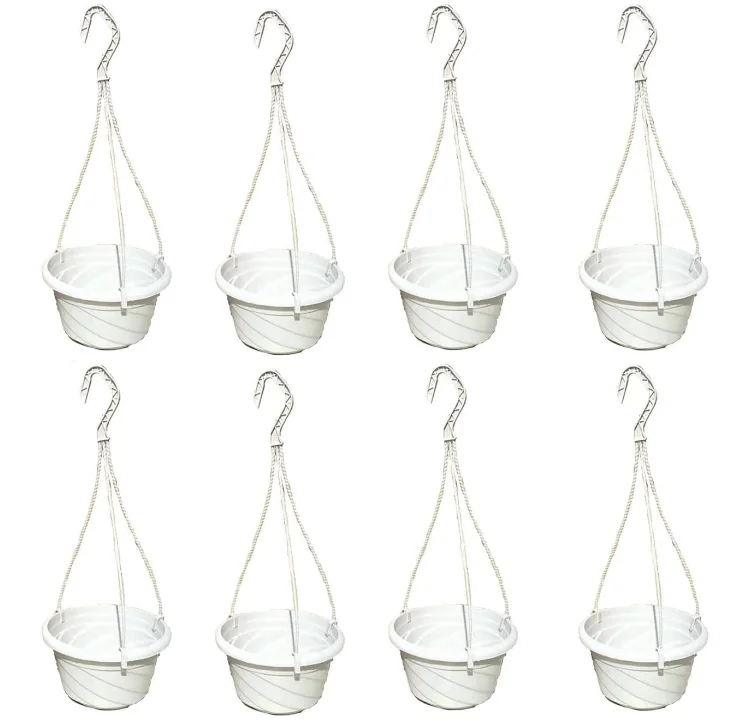 Plastic Hanging Planter for Indoor Plants, Hanging Flower Plant Pots, Round Hanging Pots
