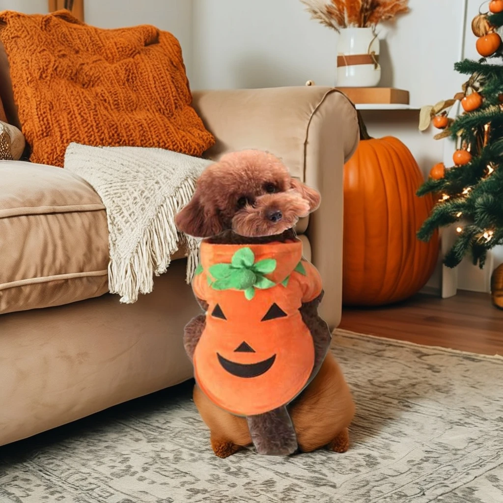 2024 new design pets Halloween pumpkin clothes funny costume pumpkin transformation costume small dog clothing wholesale
