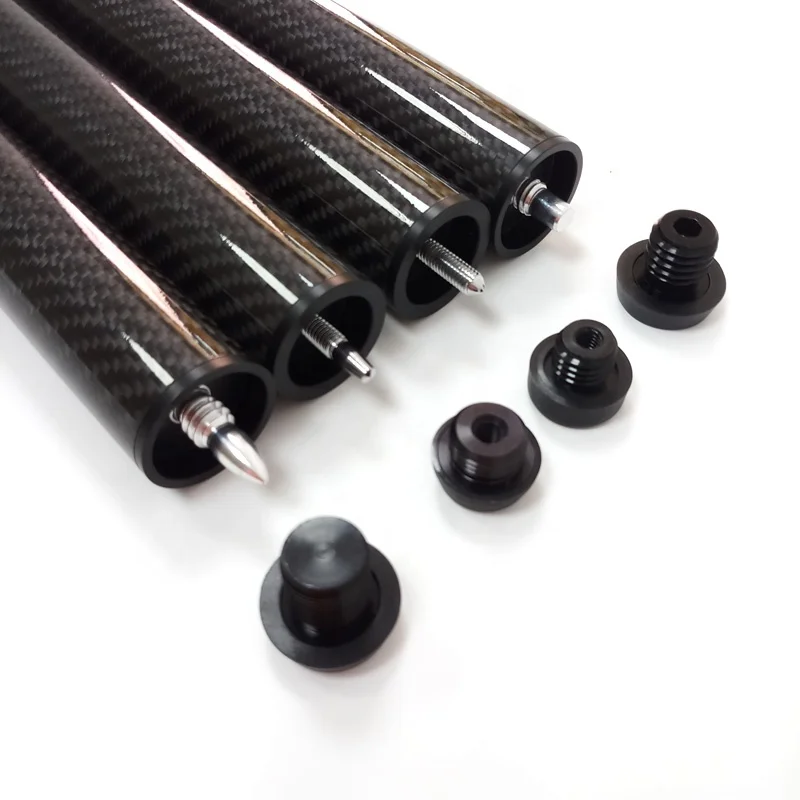 Economic 8inch Black Carbon Billiards Pool Cue Extensions for Mezz/P3/Fury/Uni-Loc Cues Wholesale Extenders