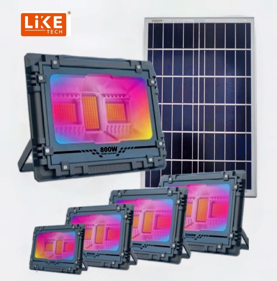 LikeTech IP67 1000 Вт 800 500 300 200 100 декоративный RGB садовый уличный светодиодный прожектор Солнечный Прожектор