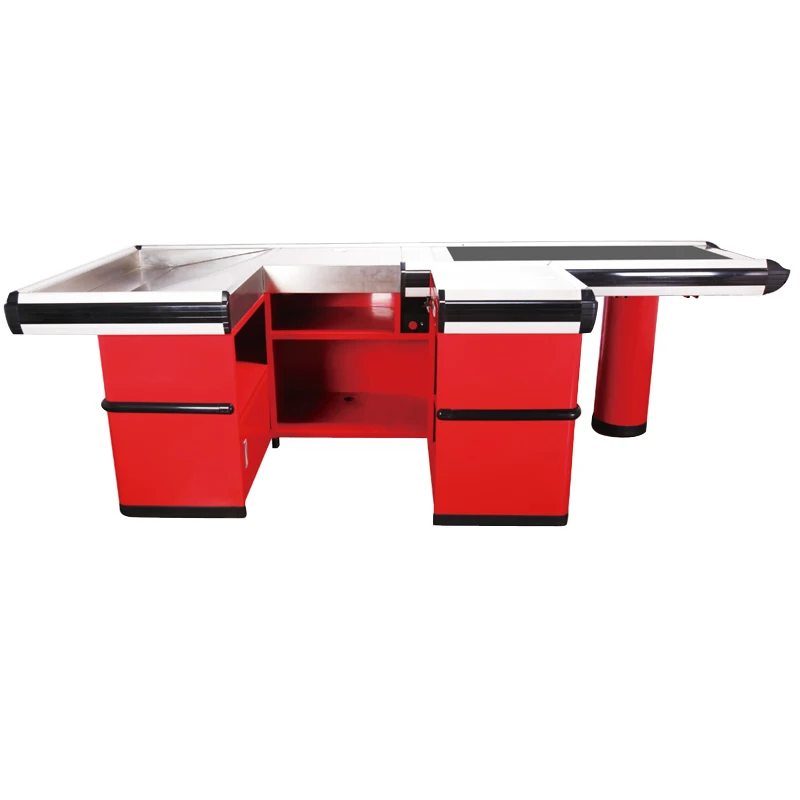 Round Stainless Steel Cash Register With Motor Large Supermarket Electric Conveyor Belt Cash Register Electric Cash Register