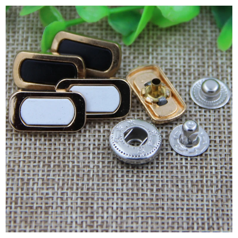 Custom new design rectangle metal alloy snap button press for jacket