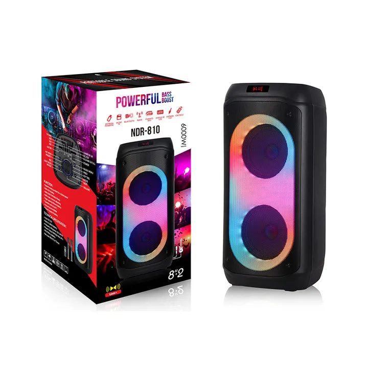 High Quality Sound Loudspeaker Dual 8 inch Portable Party Speaker Powerful Bass Wireless Blue tooth Speaker