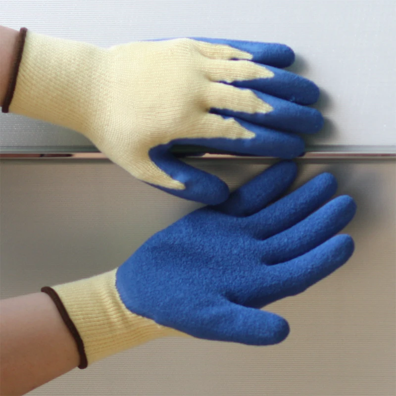 Cheap Rubber Palm Scaffolding and Builders Work Gloves, Polycotton Latex Grip Gloves