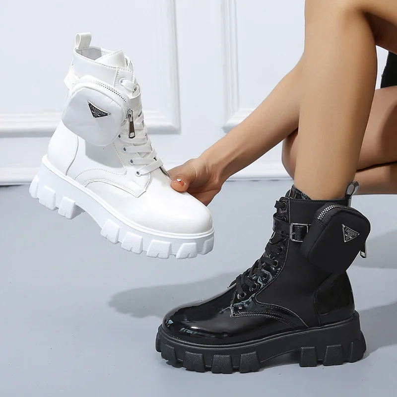 Plus size pocket Martin boots 2021 new strap shiny personality style ladies fashion ankle winter boots for women