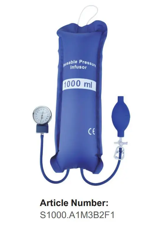 1000ml pressure infusion  bag Reusable Manual pressure infusion bag with pressure indicator