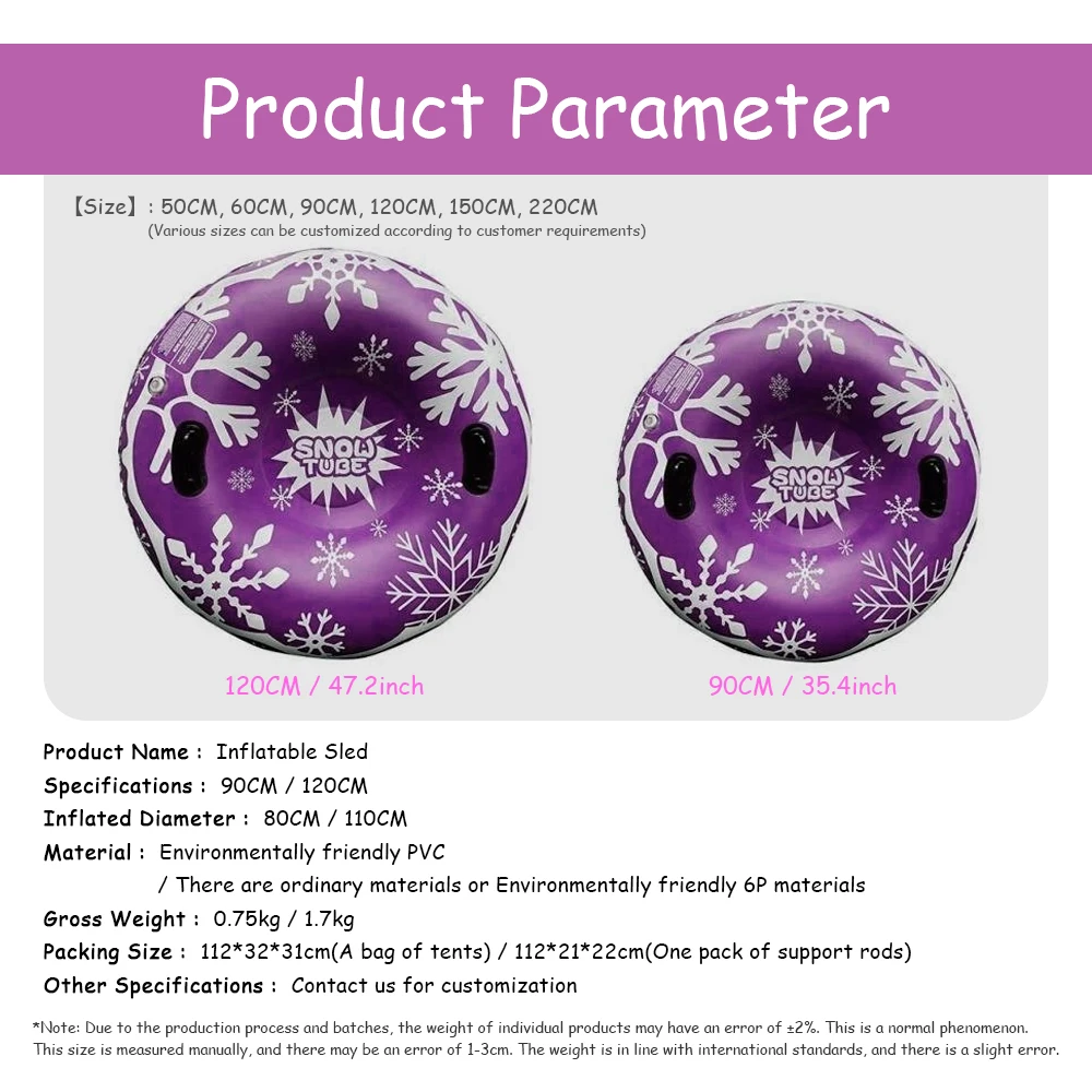 Wholesale Hot Sale Snowboarding Tubing Winter Heavy Duty 47in Tube Outdoor Sleds Slider Sled Inflatable