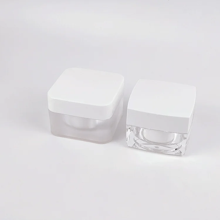 50g Empty Transparent Matte Frosted Plastic Acrylic Cosmetic Eye Face Skin Care Cream Square Container Jar