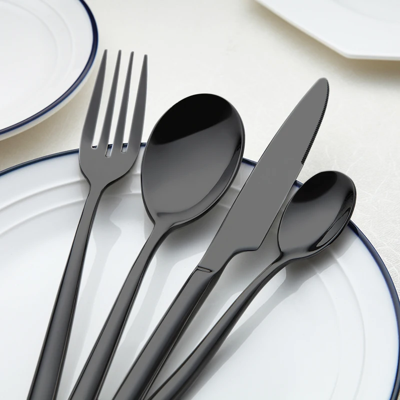 Luxury 4-5 Piece New Rose Gold Black Stainless Steel Flatware Set Dishwasher Safe Tea Dessert Wedding Restaurants Spoon Cutlery