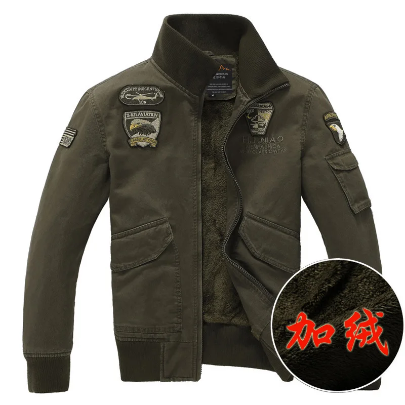 Wholesale Winter Bomber Jacket Air Force Pilot MA1 Warm fur collar Army Jackets tactical Mens Jacket Size 4XL