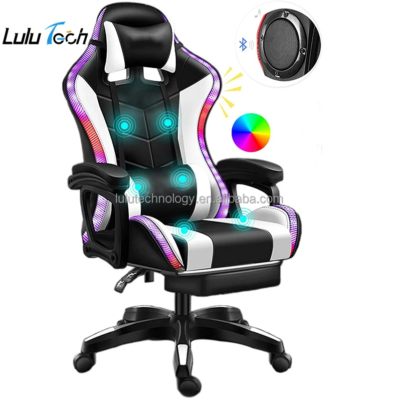 Lulu Tech Sillas Gamer 2021 Parlante Cadeira Silla Gamer стул, RGB LED Racing Gaming Con Luces компьютер