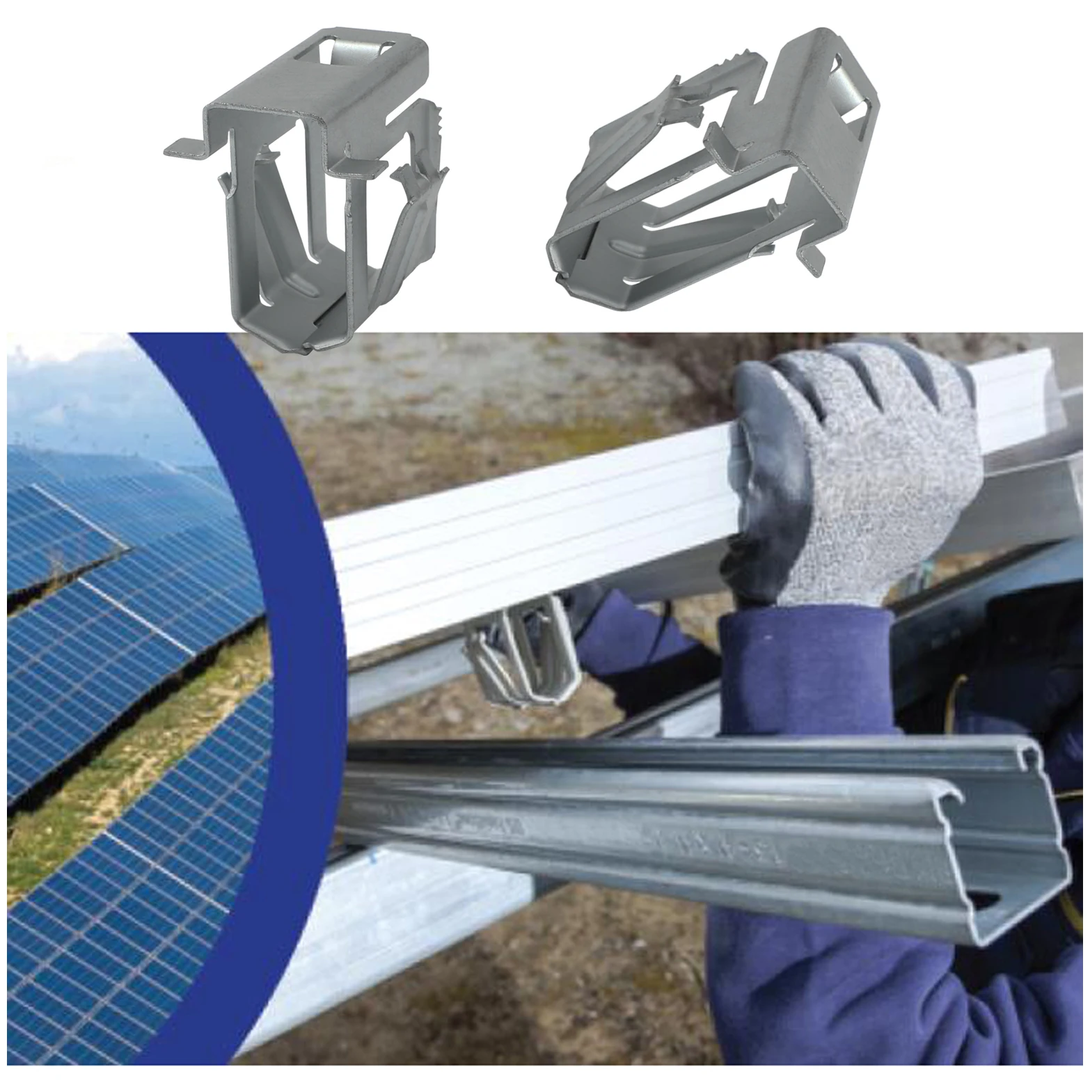 Anti theft grounding clip solar accessories pv mounting clamps solar panel clips