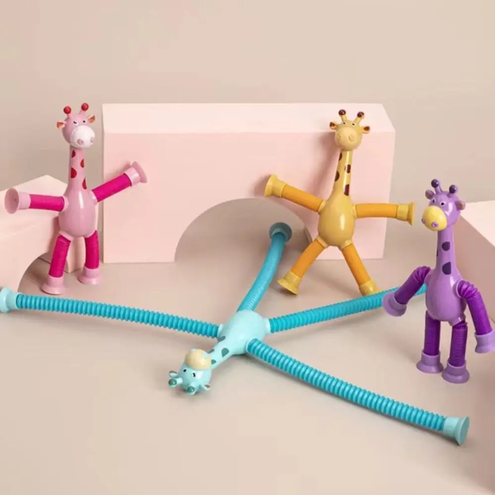 2 In 1 Suction Pop Tubes Sensory Toys Giraffe Light Up Pop Tube Giraffe Pop Tubes With Lights Giraffe Noise Makers Sensory Toys