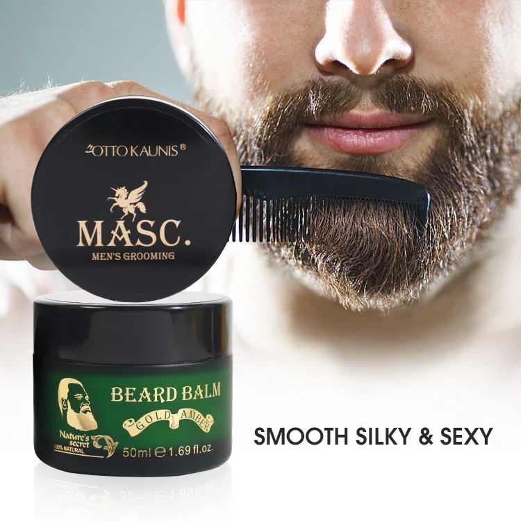 Vegan Strengthen Soften Beard Wax Mustaches Men Beard Balm OEM Organic Beard Growth Balm With Shea Butter
