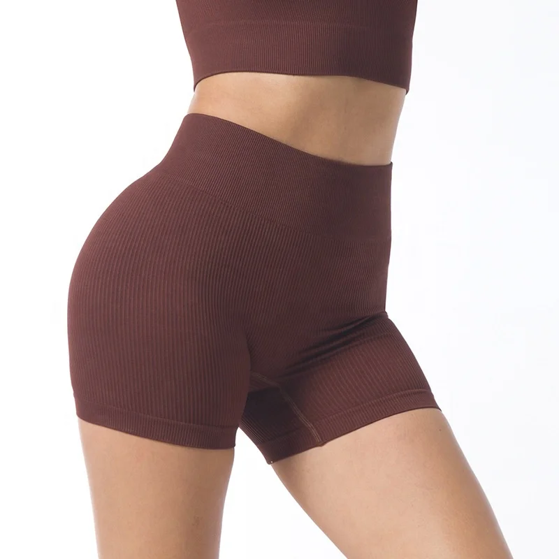 Large Size High Waist Butt Lifter Workout Pants Thread Running Fitness Leggings Seamless Sports Yoga Shorts For Womens